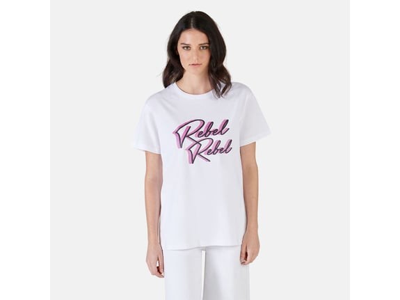 BIAŁY T-SHIRT NADRUK (XS)