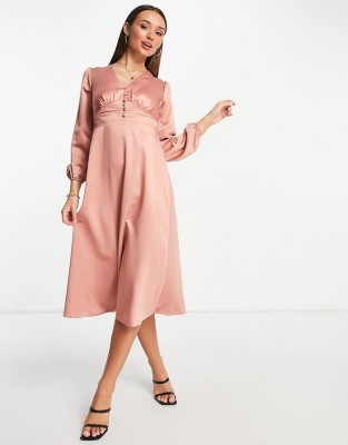 Różowa sukienka guziki (36)