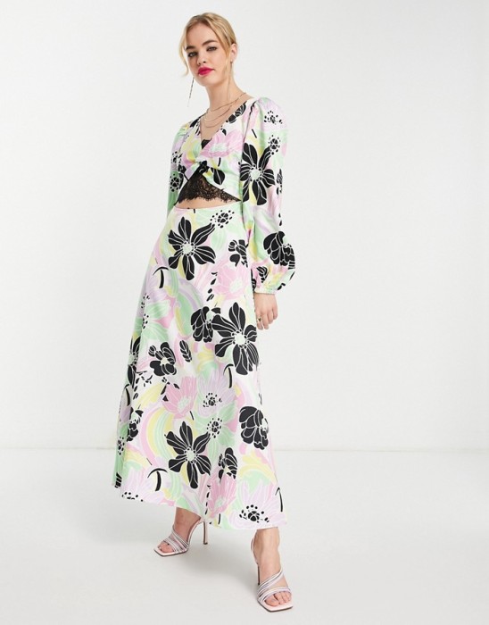 SATYNOWA SUKIENKA KWIATY MAXI (38)