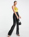 MUSZTARDOWY SATYNOWY TOP (44)