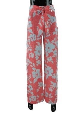 Koralowe spodnie floral print (36)