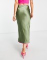 SATYNOWA SPÓDNICA KHAKI MIDI (34)