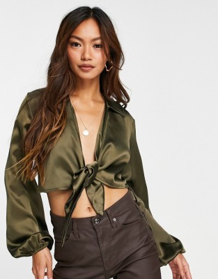Khaki satynowy top (38)