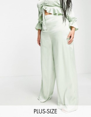 Spodnie high waist satyna (46)