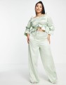 SPODNIE HIGH WAIST SATYNA (38)