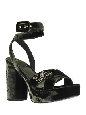 Zielone welurowe sandały boom butterfly (38)