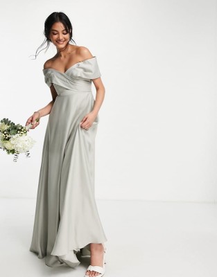 Sukienka satynowa off shoulder (36)