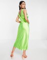Zielona satynowa sukienka v neck (40)