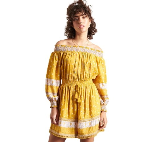 Musztardowy wzorzysty kombinezon (40)