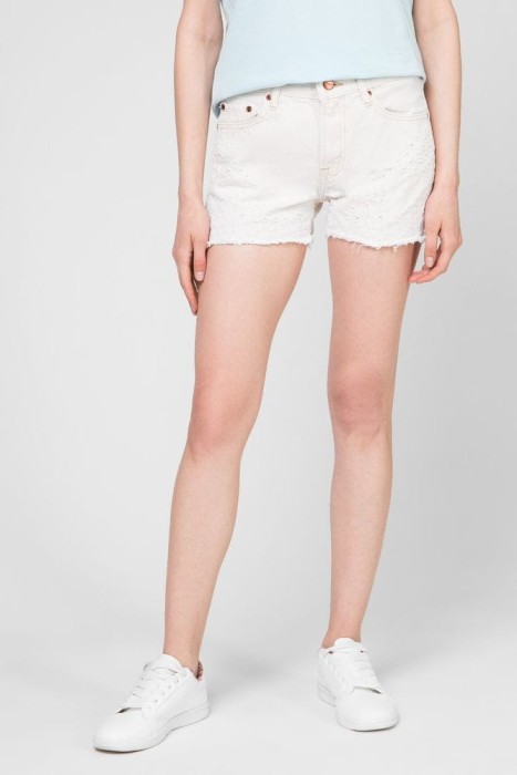 Jasnobeżowe spodenki jeans (30)