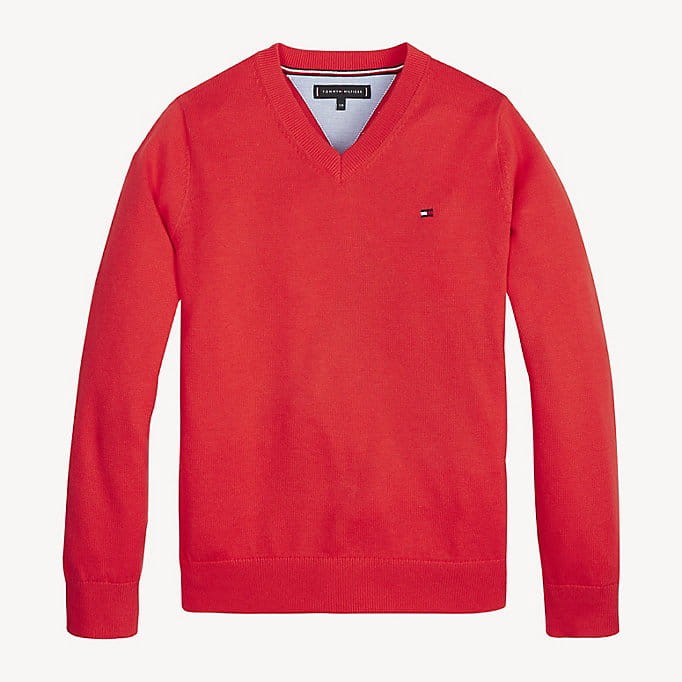 Czerwony sweter logo v neck (2L)