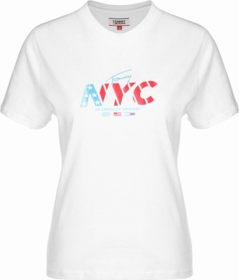 Śmietankowy t-shirt nadruk (XS)