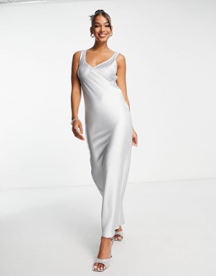 Satynowa sukienka v neck (36)