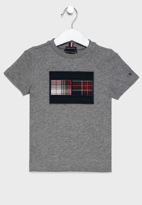 Szara koszulka wzór haft (6-9M)