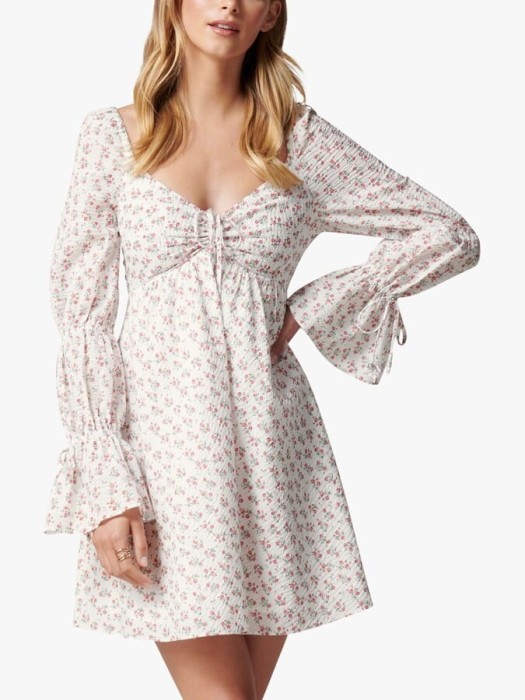 Biała sukienka mini floral print (38)