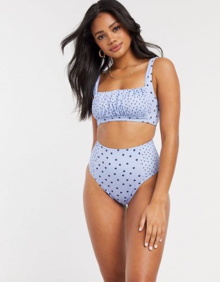 Błękitne figi kąpielowe high waist (34)