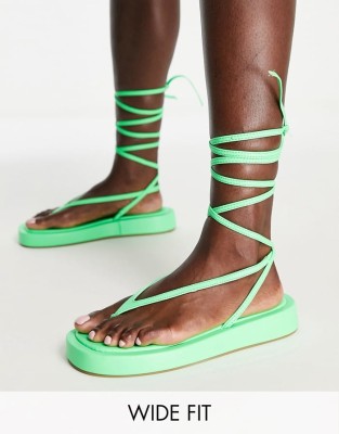 Zielone neonowe sandały wiązane (39)