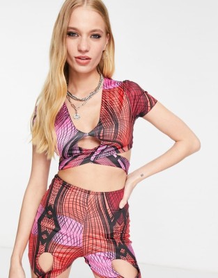 Kolorowy top wiązanie print (40)