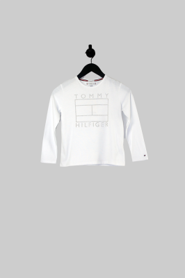 Biały t-shirt logo (8-9L)