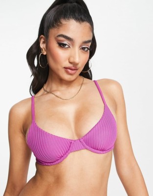 Prążkowana góra bikini (XS)