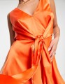 Pomarańczowa sukienka satyna (34)
