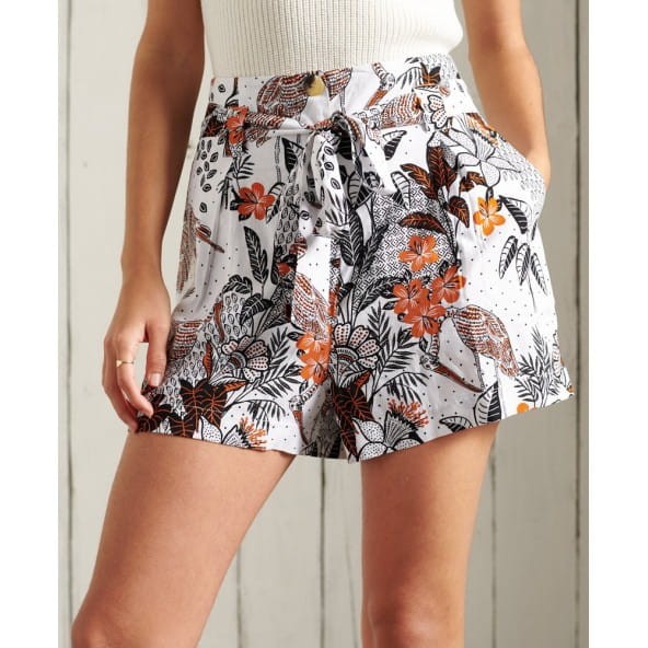 Białe wzorzyste spodenki pasek (35)