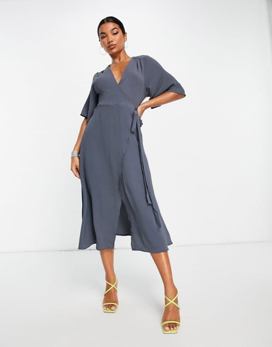 Grafitowa kopertowa sukienka midi (38)