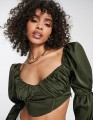 Khaki top marszczenia (40)