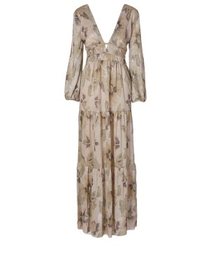 Wzorzysta suknia maxi (M)