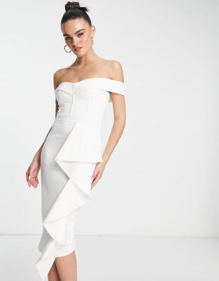 Śmietanowa sukienka rozcięcie (34)