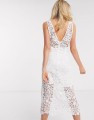 Biała sukienka midi v neck (XS)