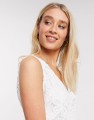 Biała sukienka midi v neck (XS)