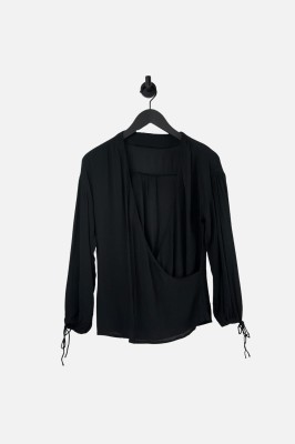 CZARNA BLUZKA GŁĘBOKI DEKOLT (36)