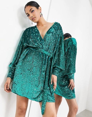 Zdobiona sukienka mini pasek (40)