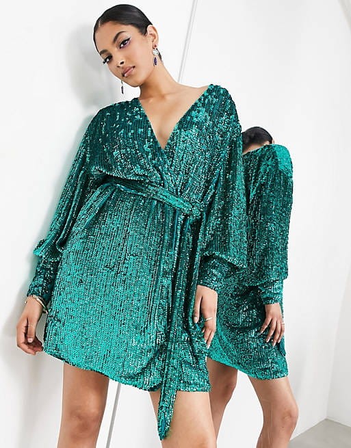 Zdobiona sukienka mini pasek (40)