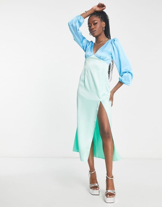 Dwukolorowa satynowa sukienka (38)