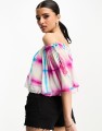 Kolorowa krótka bluzka off shoulder (L)