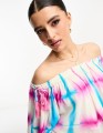 Kolorowa krótka bluzka off shoulder (L)