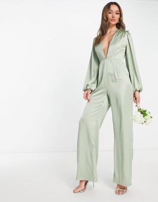 Seledynowy kombinezon v neck (40)