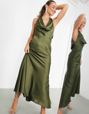 Khaki sukienka maxi (38)