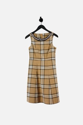 BEŻOWA SUKIENKA KRATA (36)