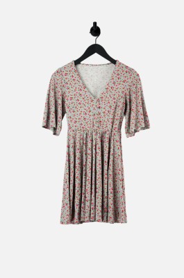 SZARA SUKIENKA V NECK KWIATY (32)