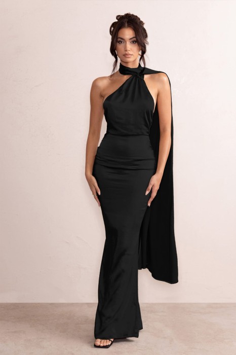 Czarna satynowa suknia (42)