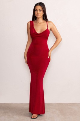 Czerwona suknia maxi (42)