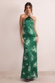 Zielona satynowa sukienka floral print (42)