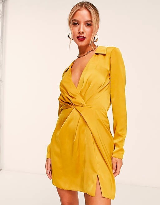 Musztardowa sukienka mini (36)