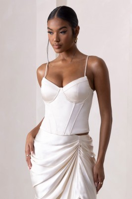 Ecru satynowy top (42)