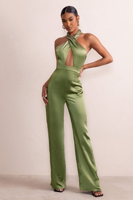 Satynowy kombinezon off shoulder (36)