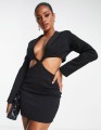 Czarna sukienka mini cut out (36)