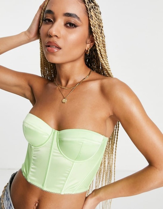 Satynowy zielony top (75B)